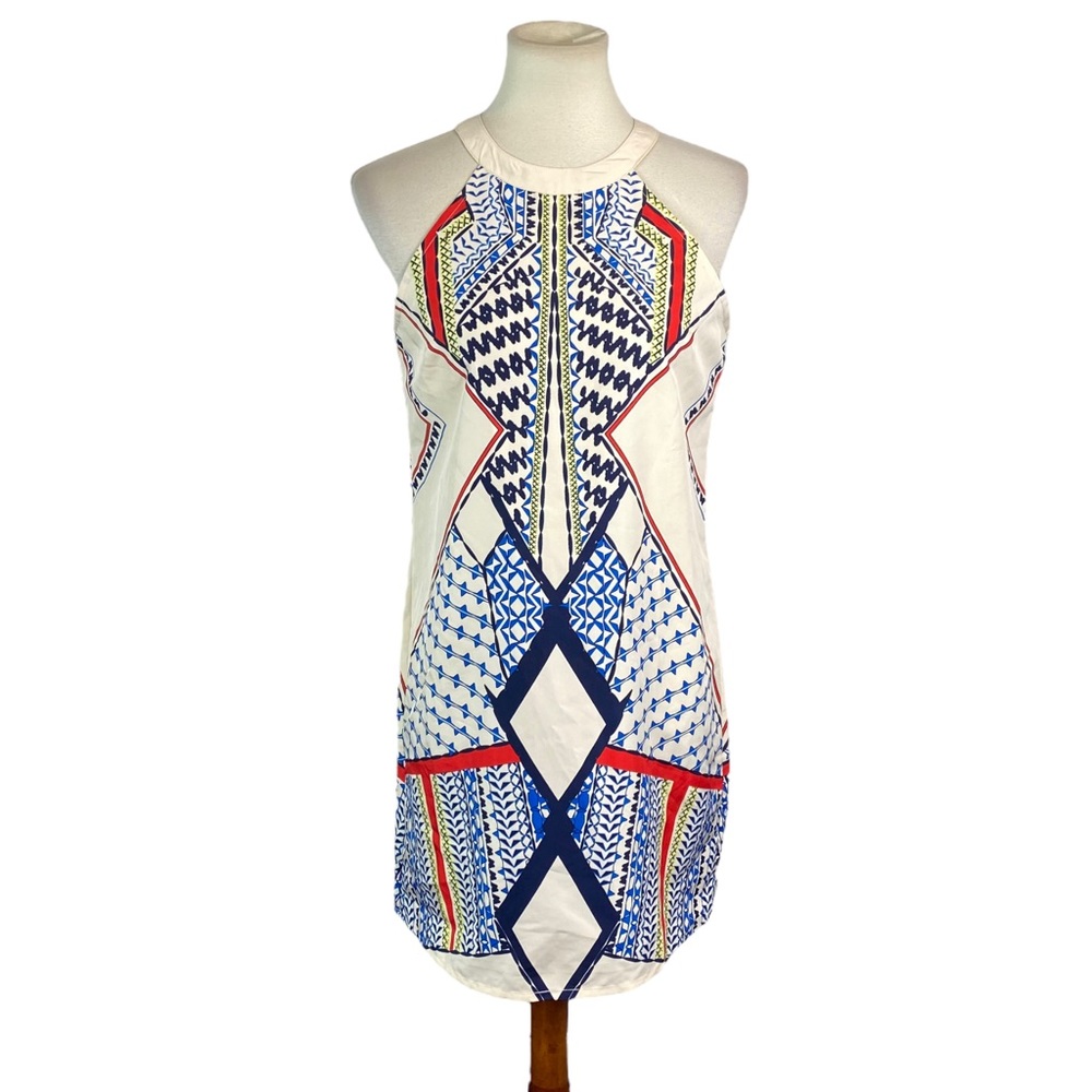 Woman’s Venus lightweight geometric pattern halter neck dress size S